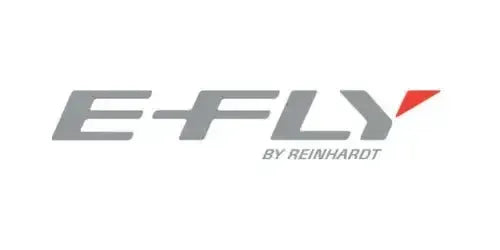 E-FLY logo i grå og rød med "BY REINHARDT" nedenunder.