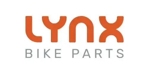 Lynx Bike Parts logo med orange tekst og grå undertekst på hvid baggrund.
