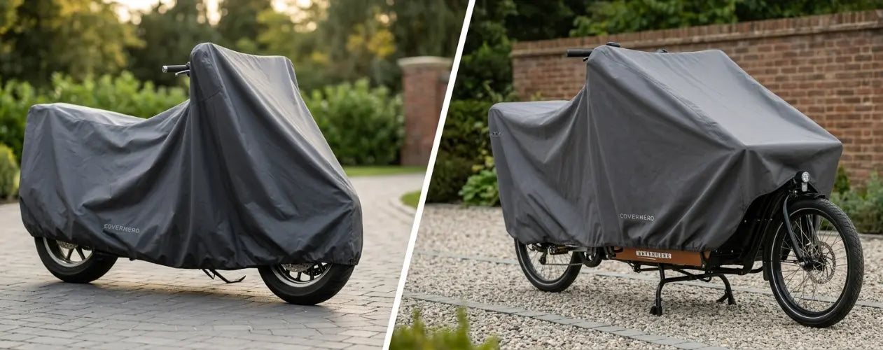 Premium overtræk til cykler, ladcykler, MC, scootere og ATV - vandtæt, UV-resistent og valgt efter din model.